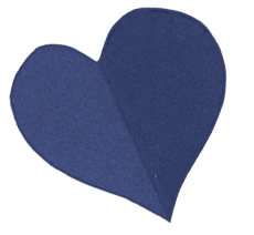 A textured, navy blue heart shape set against a vibrant red background, displaying a theme of pet rehabilitation.