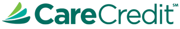 CareCredit logo with three green and blue curved lines to the left of the text "CareCredit" in bold green letters on a light background.